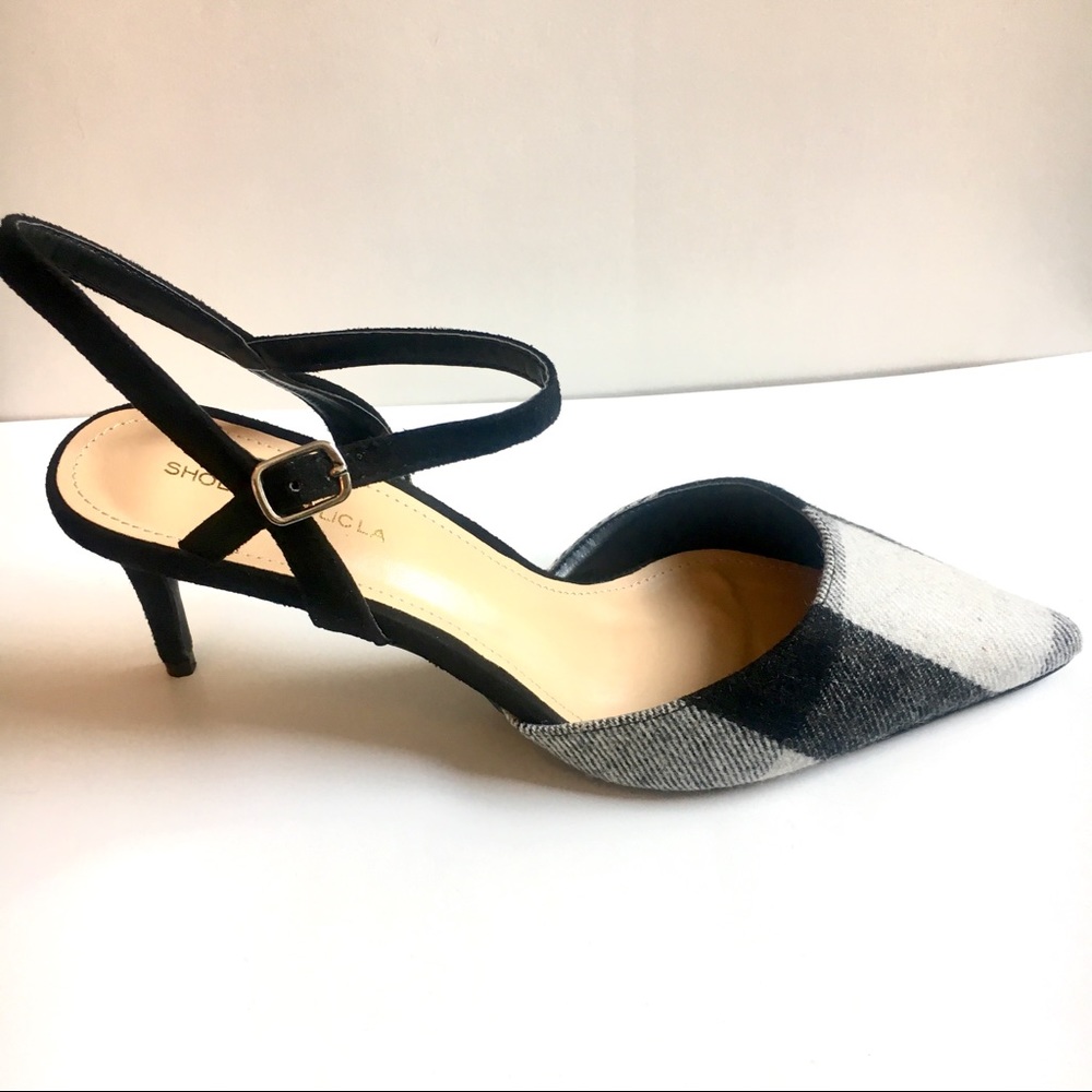 Buffalo Check Flannel Heels - Ankle Strap Plaid - Picture 5 of 8